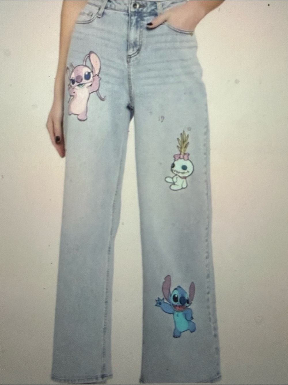 NWOT Disney Lilo & Stitch Light Wash Wide Leg Jeans Sz 6